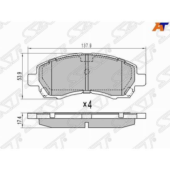 Колодки тормозные перед SUBARU IMPREZA GF 92-00/LEGACY BD/BG/BE/BH SAT