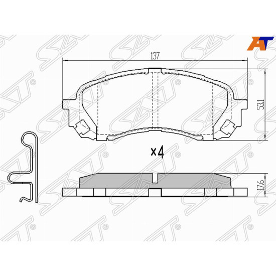 Колодки тормозные перед SUBARU IMPREZA GR 07- FORESTER SH 07- SJ 12- SAT