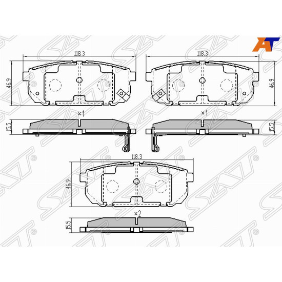 Колодки тормозные зад KIA SORENTO 02-06 SAT