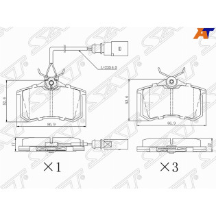 Колодки тормозные зад SKODA OCTAVIA 12-/ VW TRANSPORTER 90-03 (с датчиком) SAT