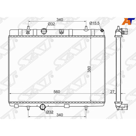 Радиатор Citroen C3 01-16 / C2 03-07 / C3 Picasso 09-16 / C-Elysee 12- SAT