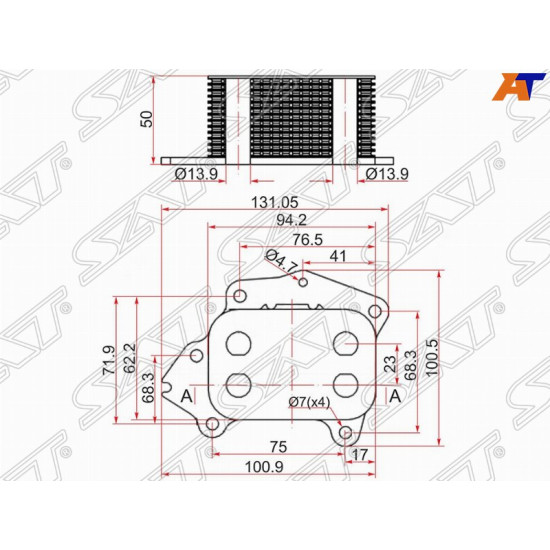 Радиатор масляный CITROEN BERLINGO 96-/C-ELYSEE 12-/FORD C-MAX 10-/FIESTA 08-/FOCUS 04-11/FOCUS 11-/ SAT