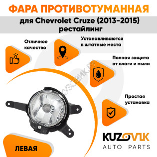 Фара противотуманная левая Chevrolet Cruze (2013-2015) рестайлинг KUZOVIK