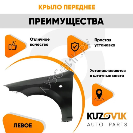 Крыло переднее левое Chevrolet Lacetti (2004-2013) хэтчбек KUZOVIK