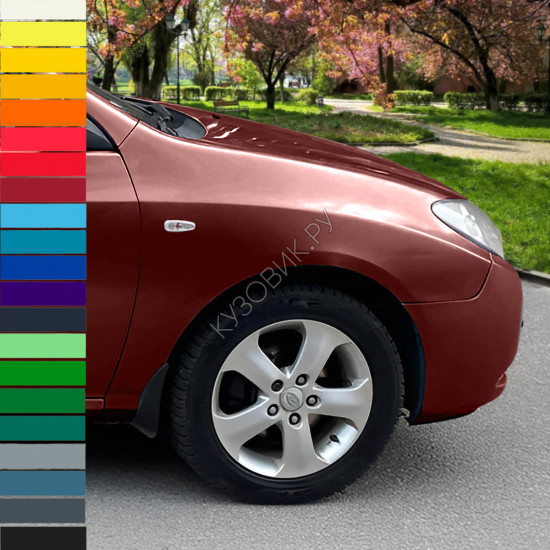 Крыло переднее правое в цвет кузова Hyundai Elantra HD (2006-2011) с отверстием под повторитель