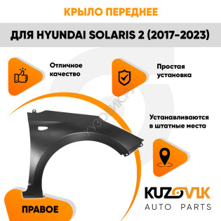 Крыло переднее правое Hyundai Solaris 2 (2017-2023) KUZOVIK Крыло переднее правое Hyundai Solaris 2 (2017-2023) KUZOVIK